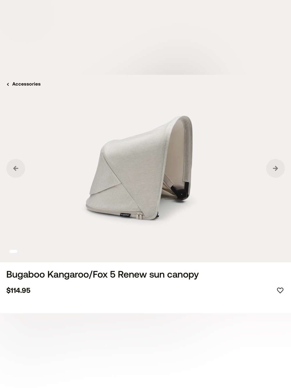 Bugaboo Kangaroo/Fox 5 Renew Sun Canopy - Misty White